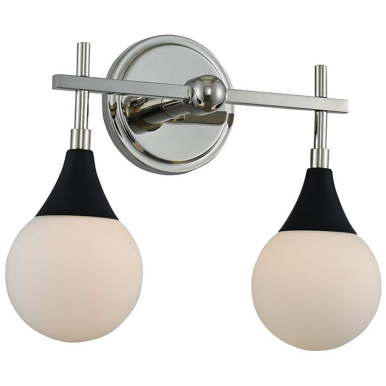 Image 2 Bogart 12"H Matte Black and Polished Nickel 2-Light Sconce