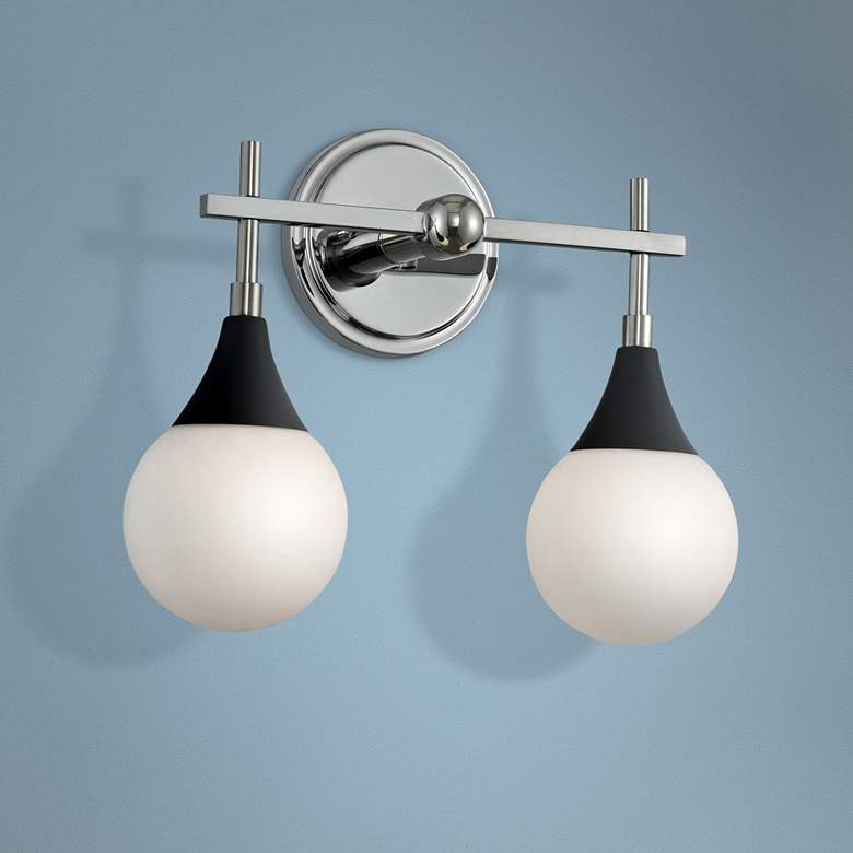 Image 1 Bogart 12"H Matte Black and Polished Nickel 2-Light Sconce