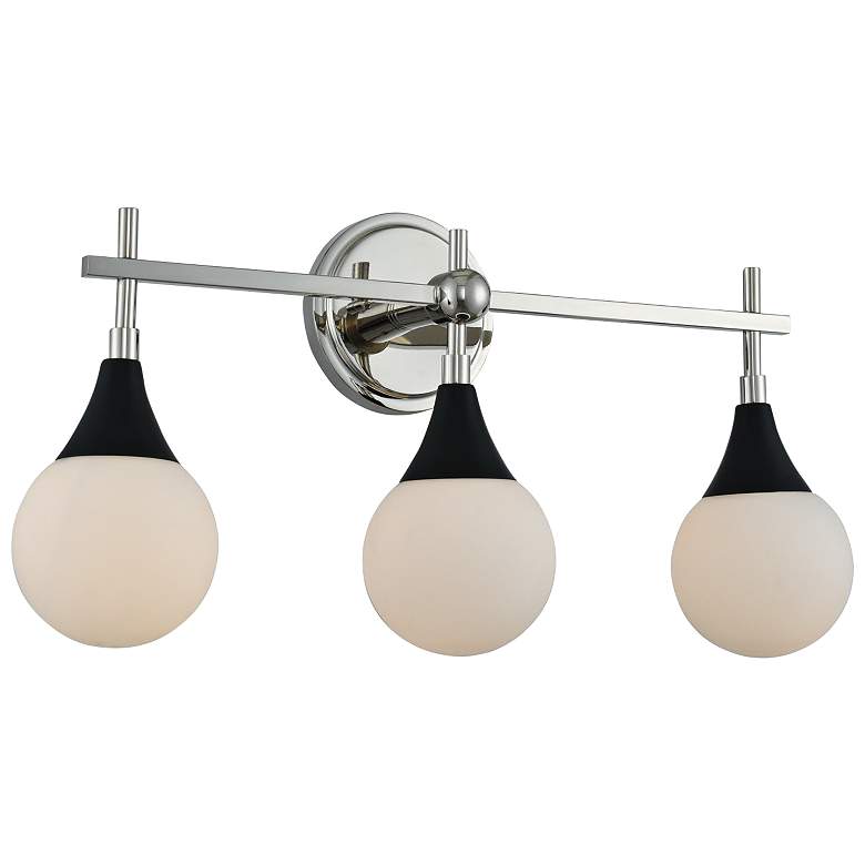 Image 2 Bogart 22" Wide Black and Polished Nickel 3-Light Bath Light
