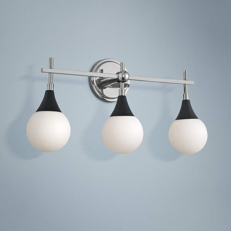 Image 1 Bogart 22" Wide Black and Polished Nickel 3-Light Bath Light
