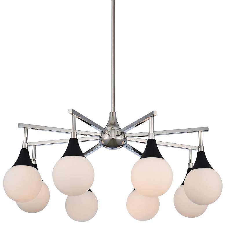 Image 2 Bogart 28 inch Wide Black w/ Polished Nickel 8-Light Chandelier