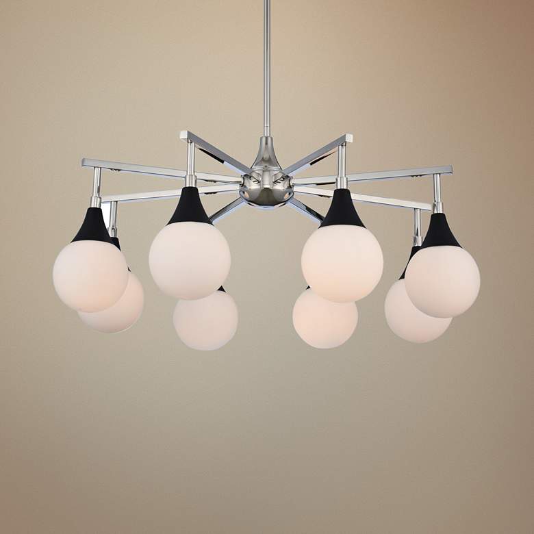 Image 1 Bogart 28" Wide Black w/ Polished Nickel 8-Light Chandelier