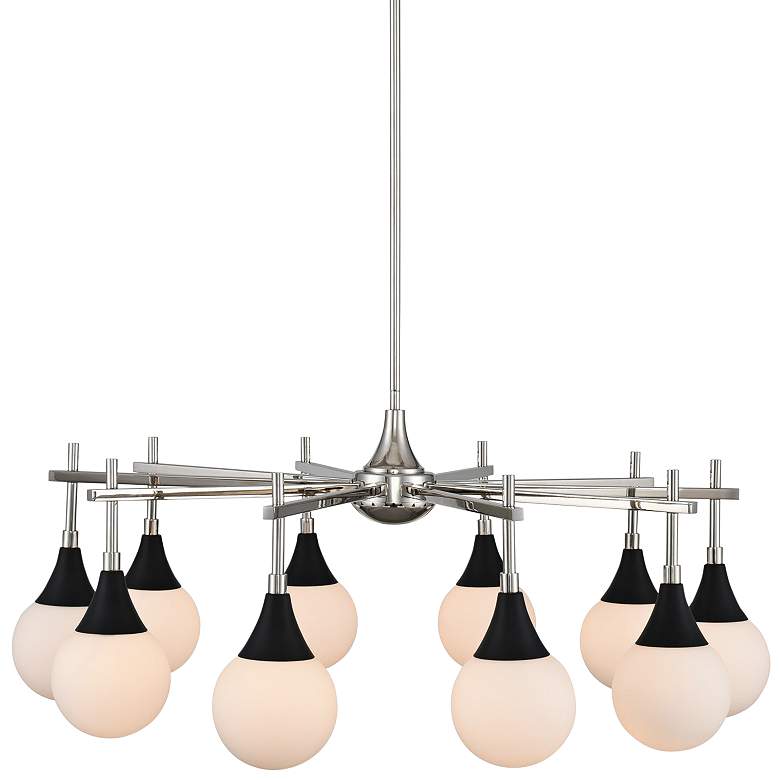 Image 2 Bogart 32 inch Wide Black w/ Polished Nickel 10-Light Chandelier