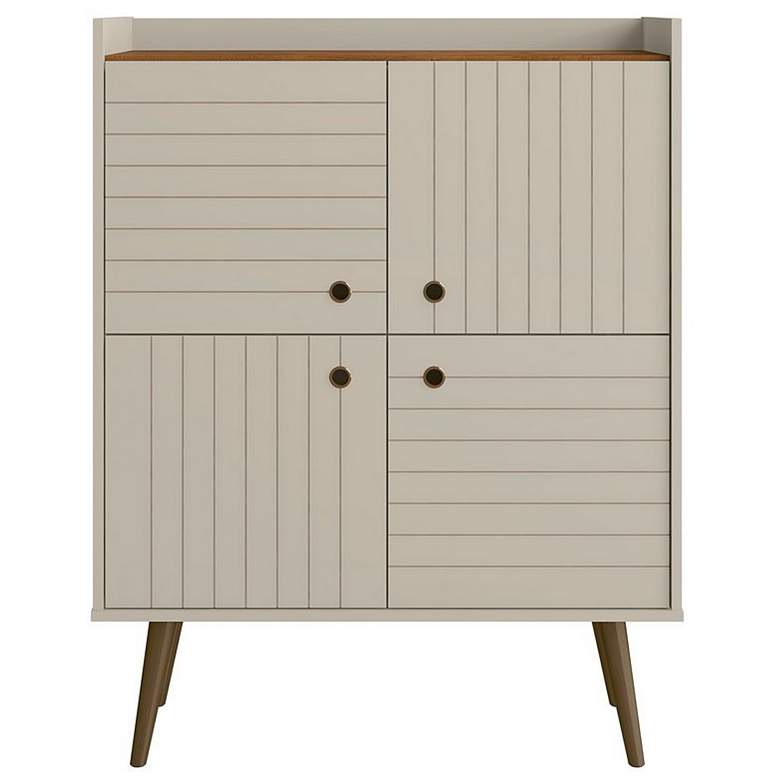 Image 1 Bogart 45.5 inch Mid-Century Modern Accent Cabinet in Off-White and Nature
