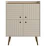 Bogart 45.5" Mid-Century Modern Accent Cabinet in Off-White and Nature