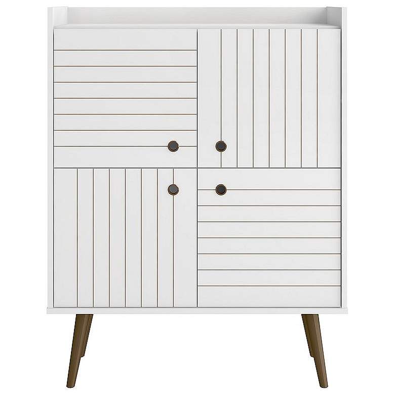 Image 1 Bogart 45.5 inch Mid-Century Modern Accent Cabinet in White and Nature