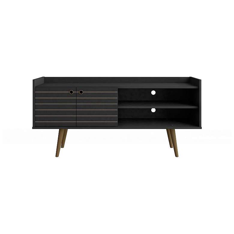 Image 1 Bogart 53.54 inch Mid-Century Modern TV Stand in Black and Nature