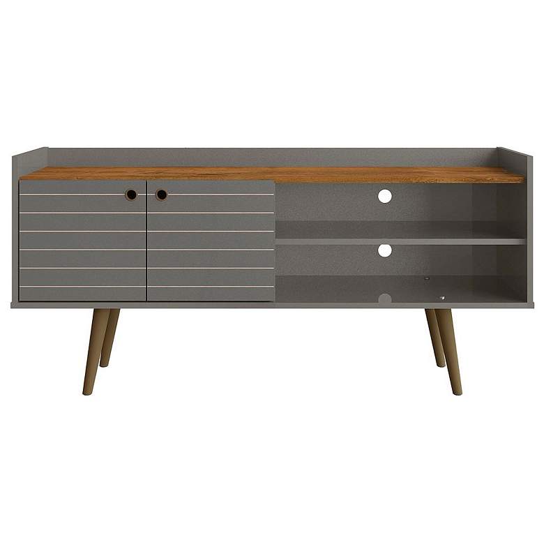 Image 1 Bogart 53.54 inch Mid-Century Modern TV Stand in Grey and Nature