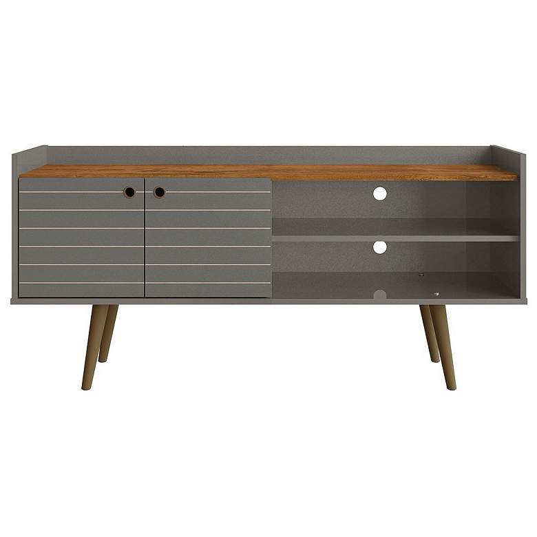 Image 1 Bogart 53.54" Mid-Century Modern TV Stand in Grey and Nature