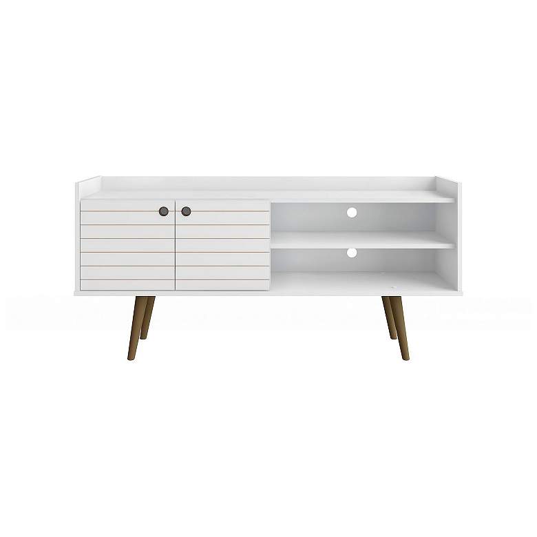 Image 1 Bogart 53.54 inch Mid-Century Modern TV Stand in White and Nature