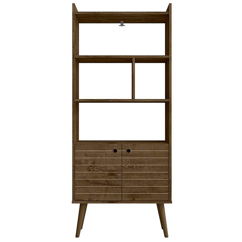 Image 1 Bogart 62.6 inch Mid-Century Modern Bookcase in Rustic Brown and Nature