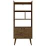 Bogart 62.6" Mid-Century Modern Bookcase in Rustic Brown and Nature
