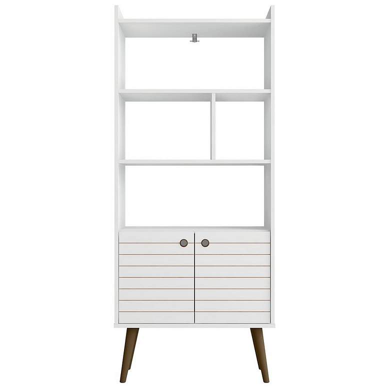 Image 1 Bogart 62.6 inch Mid-Century Modern Bookcase in White and Nature