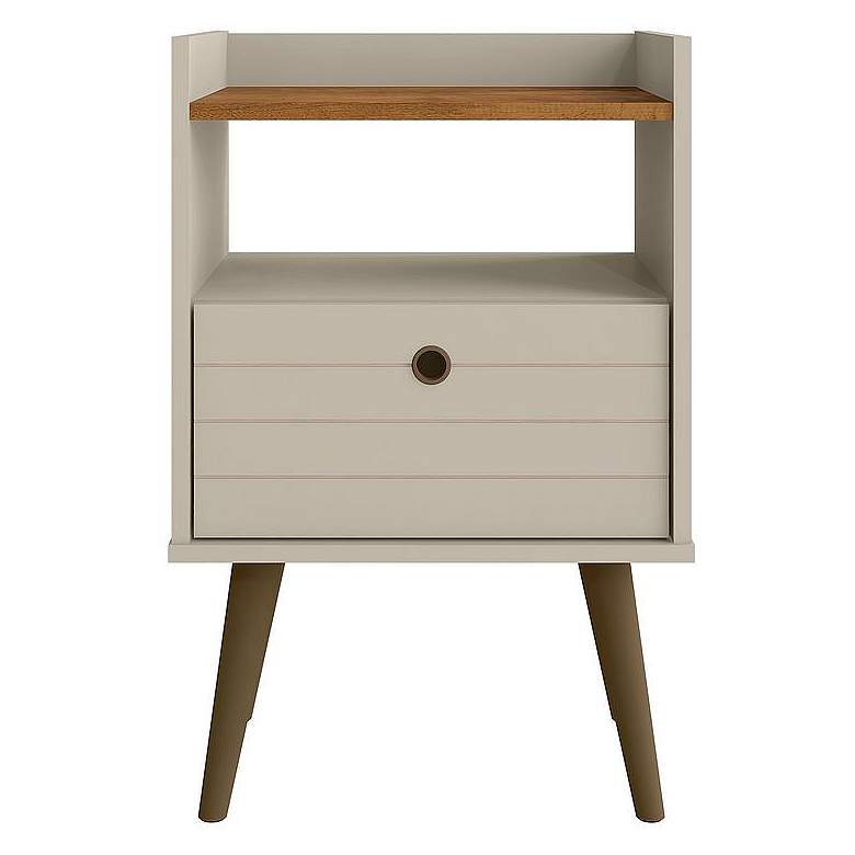 Image 1 Bogart Mid-Century Modern Nightstand in Off-White and Nature