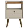 Bogart Mid-Century Modern Nightstand in Off-White and Nature