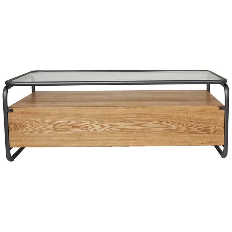 Image 6 Bohemian 47" Wide Brown Wood Gray Metal 2-Drawer Coffee Table more views