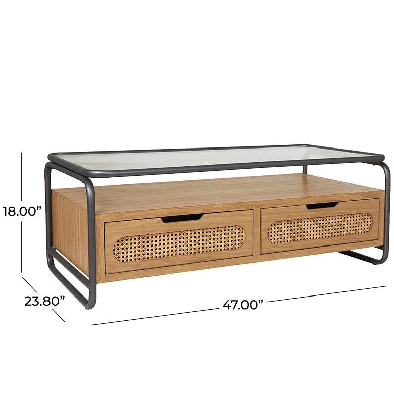 Image 7 Bohemian 47" Wide Brown Wood Gray Metal 2-Drawer Coffee Table more views