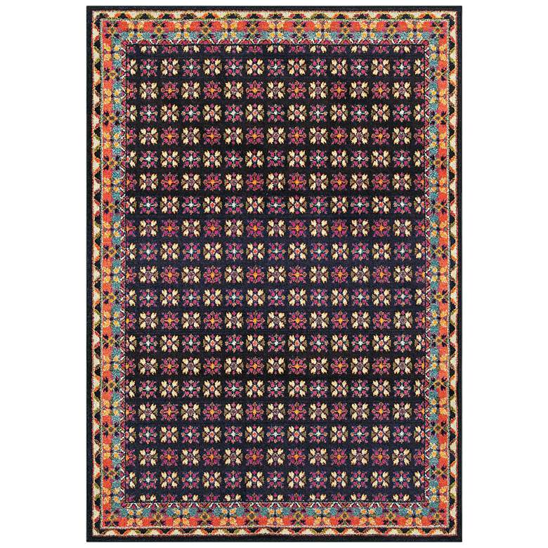 Image 1 Bohemian 760N5 5&#39;3 inchx7&#39;6 inch Navy and Pink Area Rug