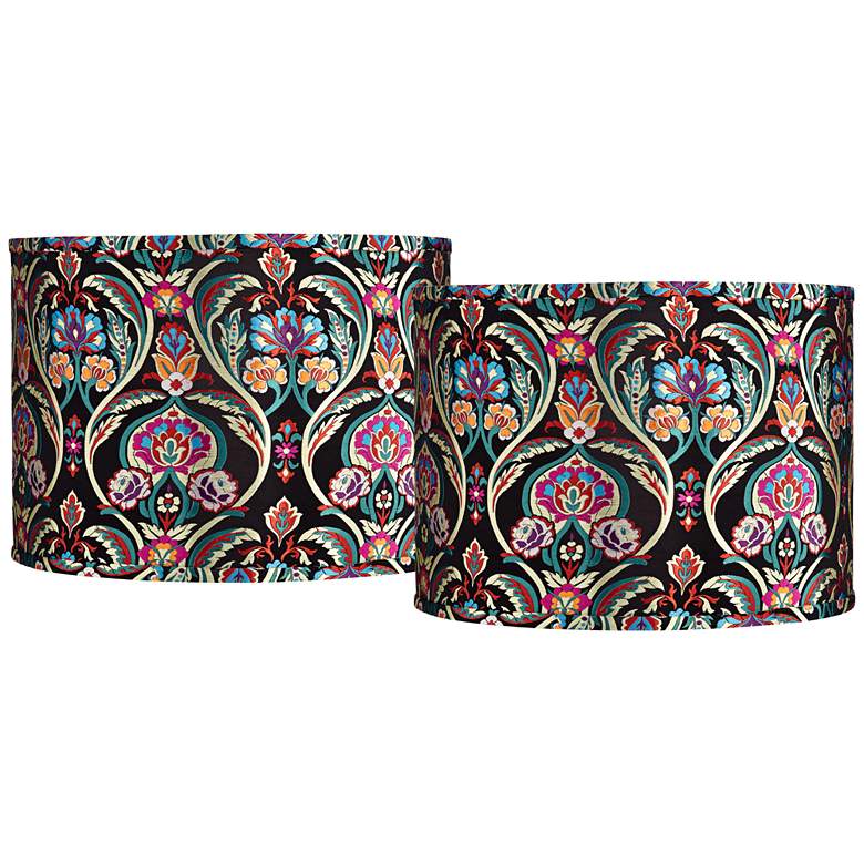Image 1 Bohemian Embroidered Set of 2 Drum Shades 15x15x11 (Spider)