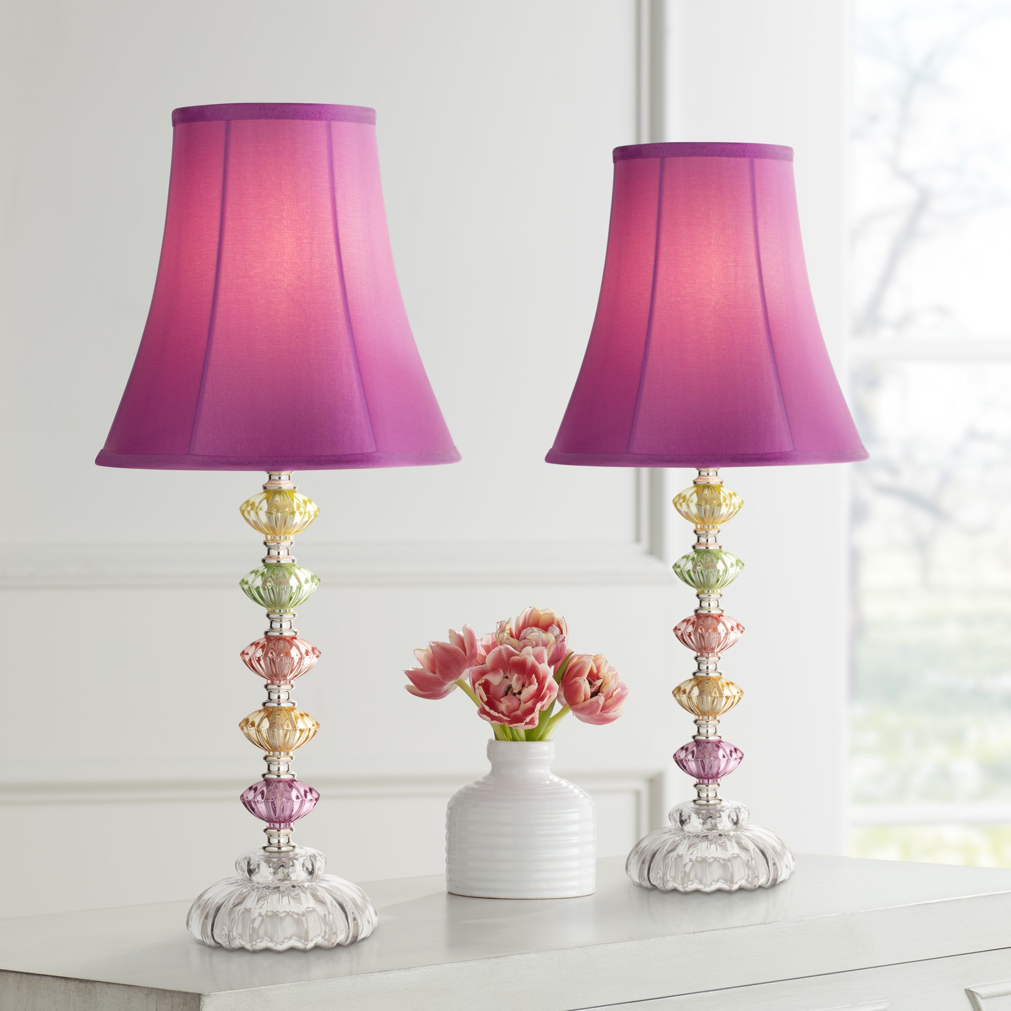 bohemian orchid stacked glass table lamp