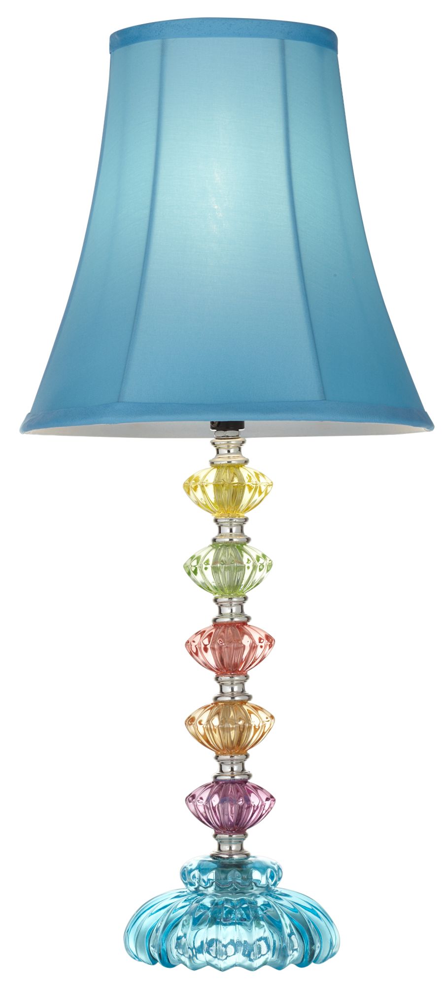 Bohemian Teal Blue and Colored Stacked Glass Table Lamp 4N710