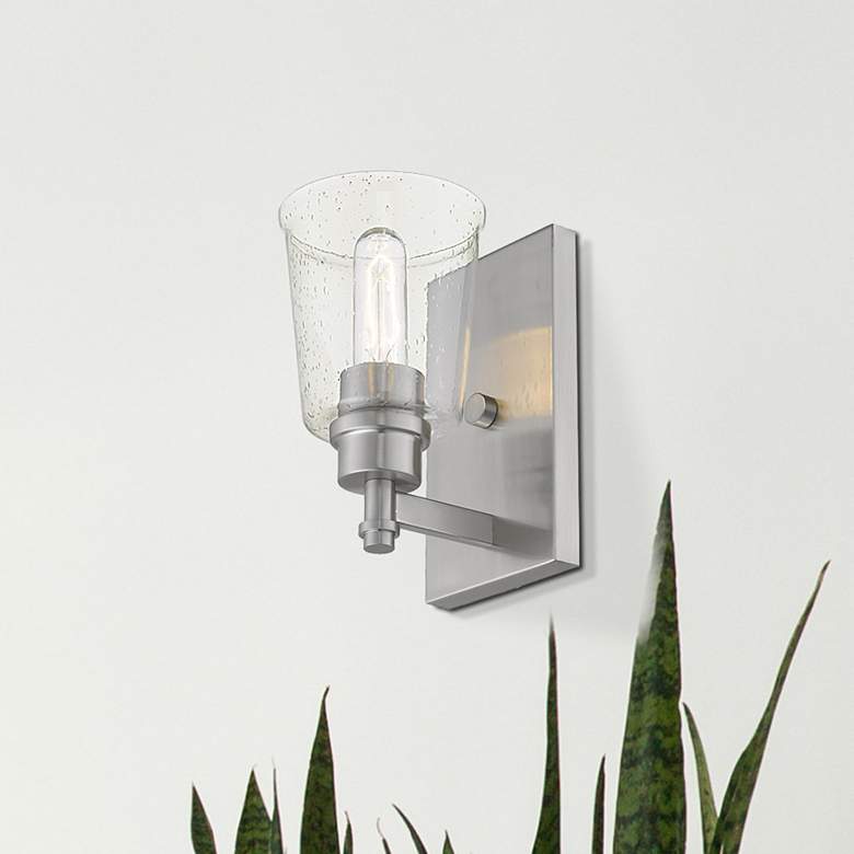 Image 1 Bohin 8 1/2" High Brushed Nickel Wall Sconce