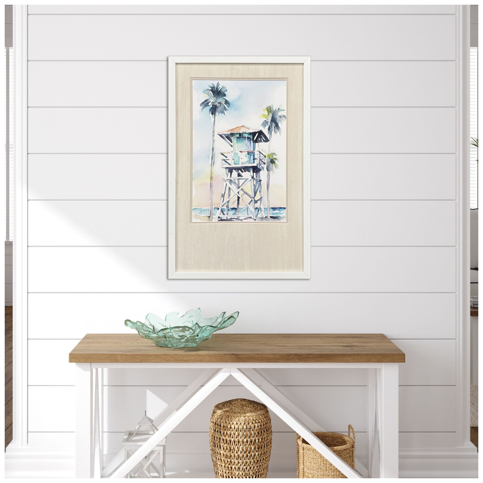 Image 4 Boho Beachy Blue 17"W x 27"H Coastal Framed Art more views