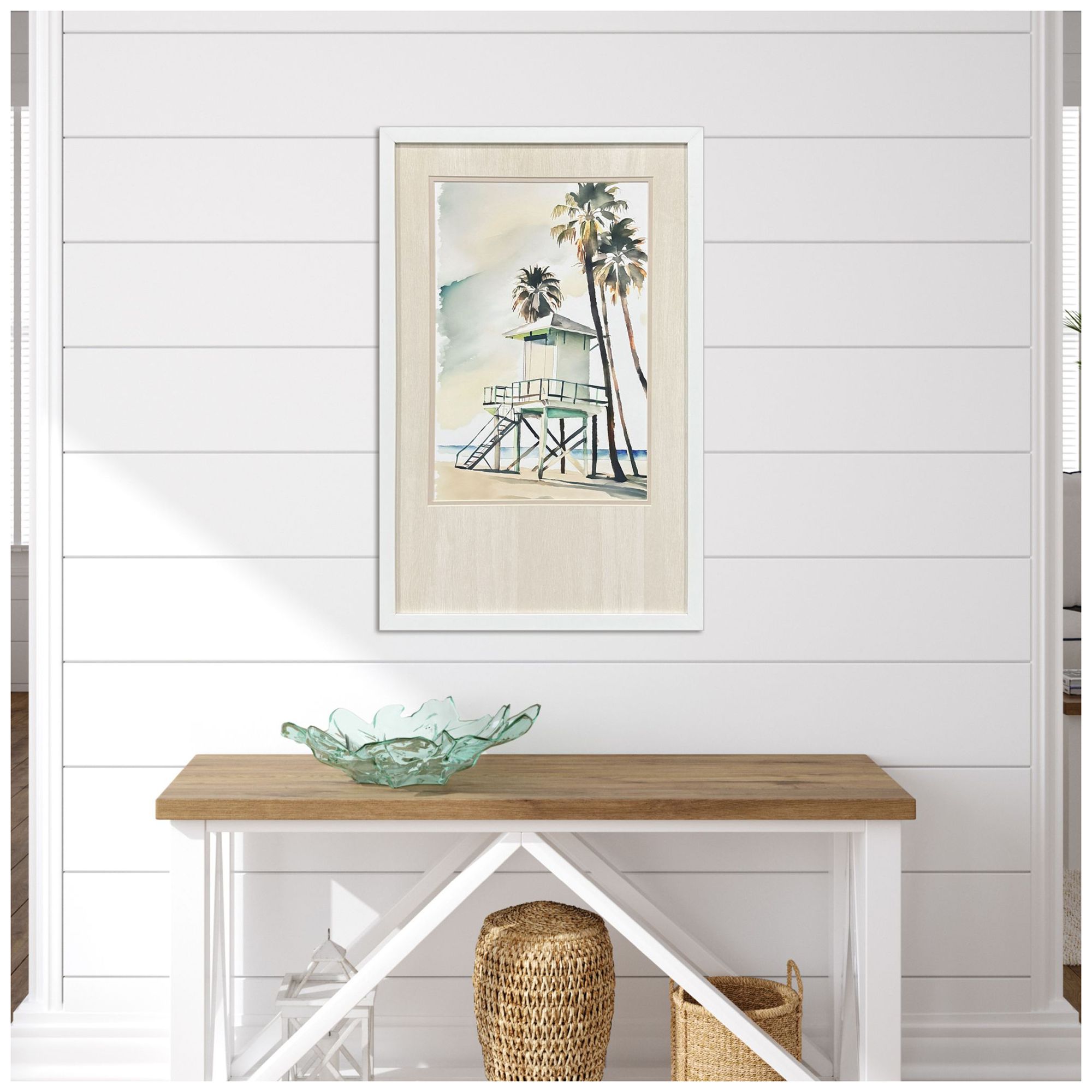 Image 4 Boho Beachy Green 17"W x 27"H Coastal Framed Art more views