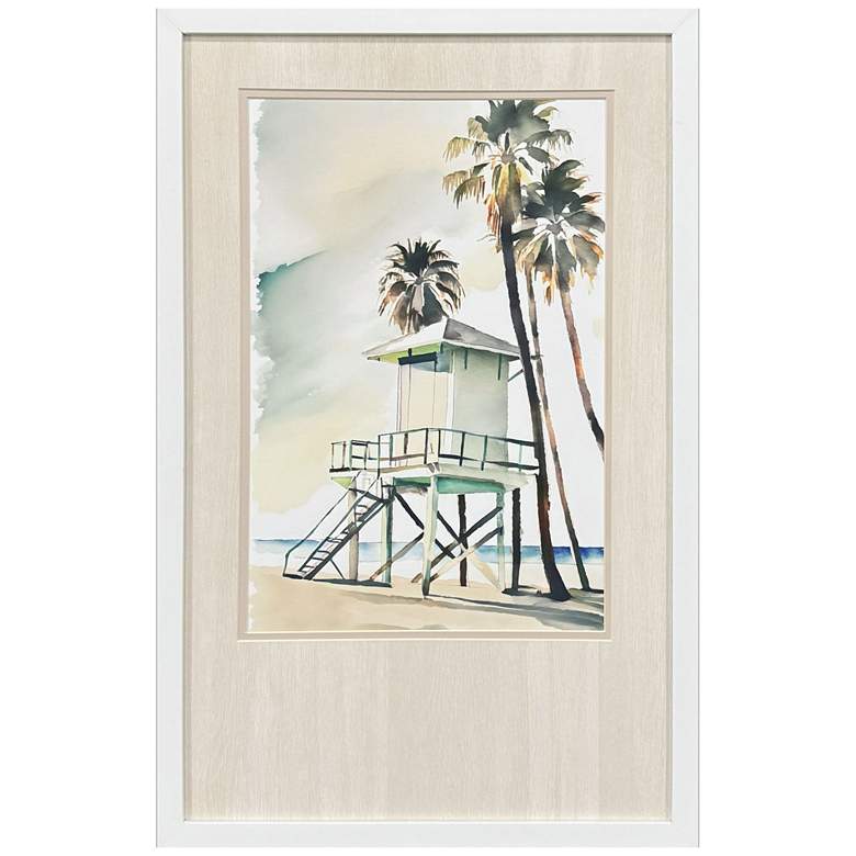 Image 1 Boho Beachy Green 17"W x 27"H Coastal Framed Art