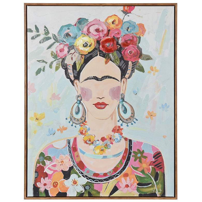 Image 2 Boho Frida 27.6"W x 35.43"H Acrylic Hand Painted Portrait Wall Ar