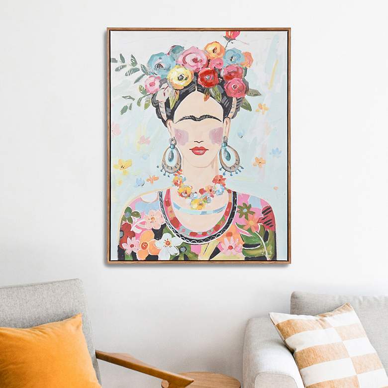 Image 1 Boho Frida 27.6"W x 35.43"H Acrylic Hand Painted Portrait Wall Ar