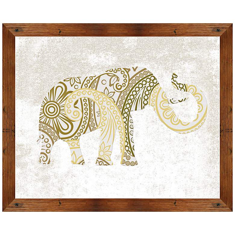 Image 1 Boho Gold Elephant 22 inch Wide Framed Giclee Wall Art