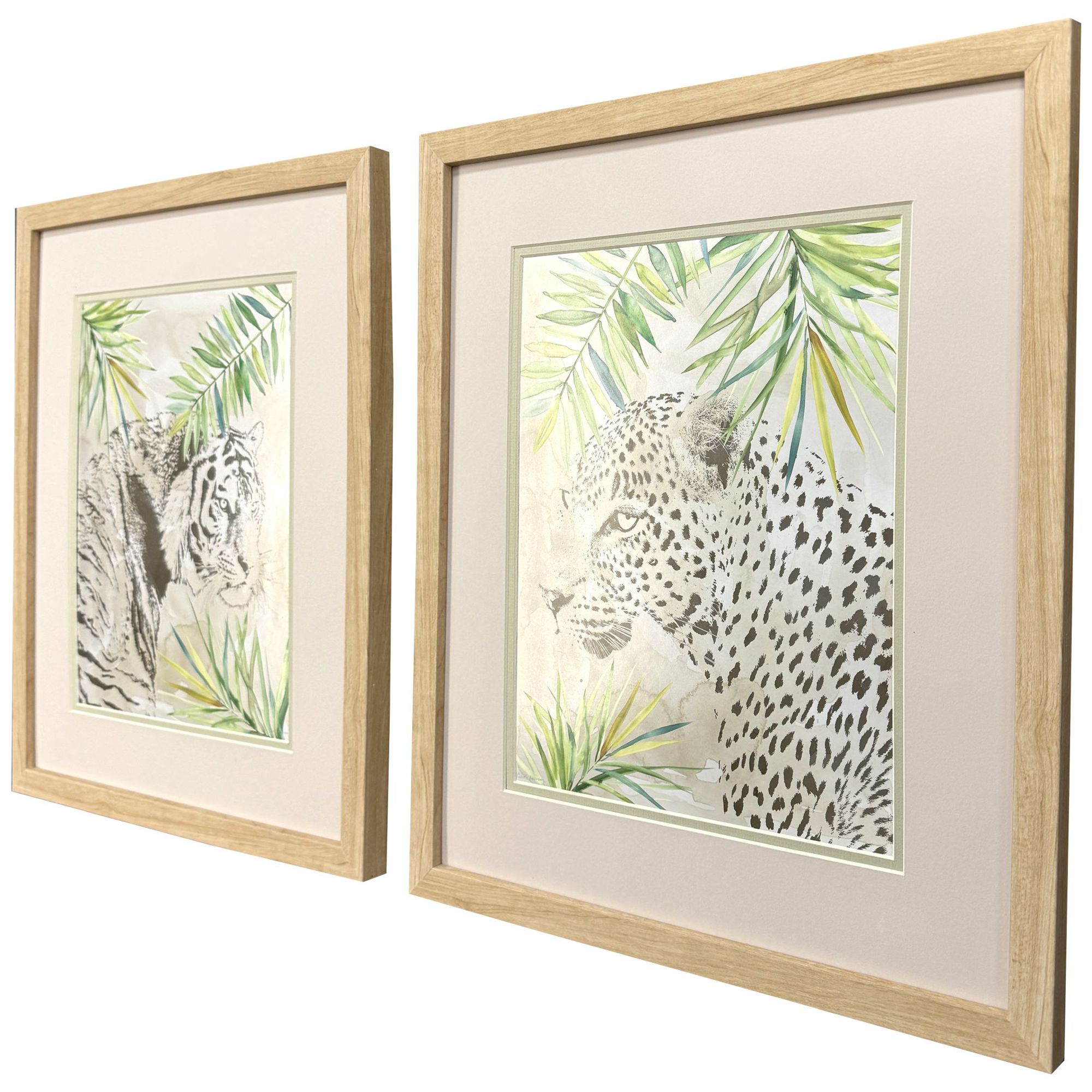 Image 2 Boho Jungle Cat 18"W x 21"H Framed Art Set of 2 more views