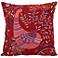 Boho Peacock Red 16" Square Down Throw Pillow