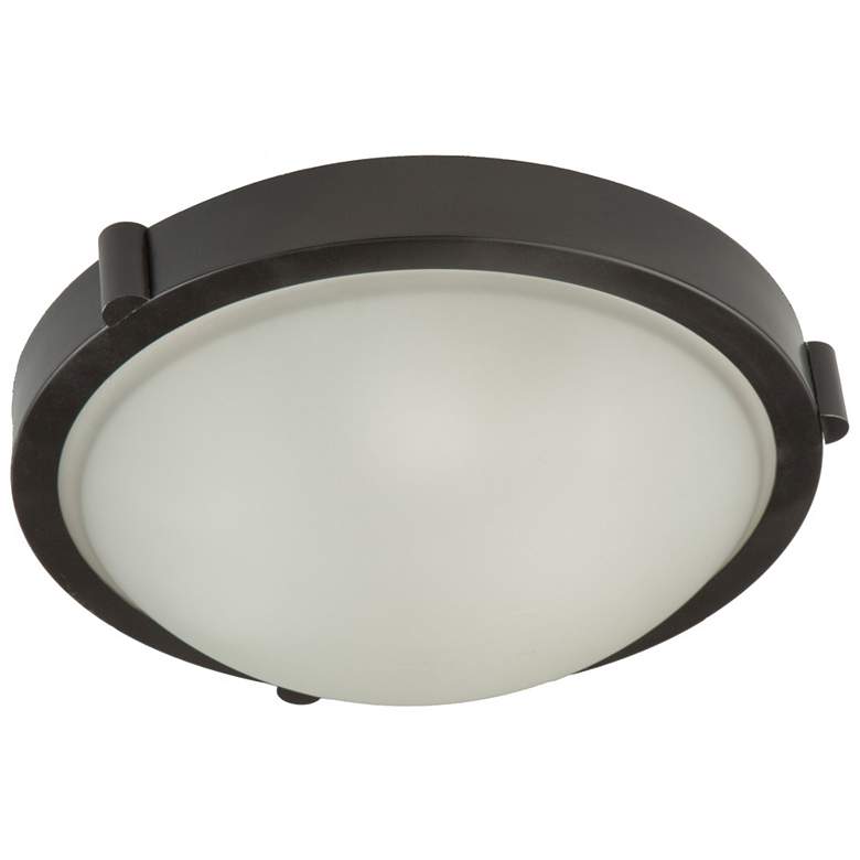 Image 1 Boise 1-Light Oil Rubbed Bronze White Opal Glass and Metal Flush Mount