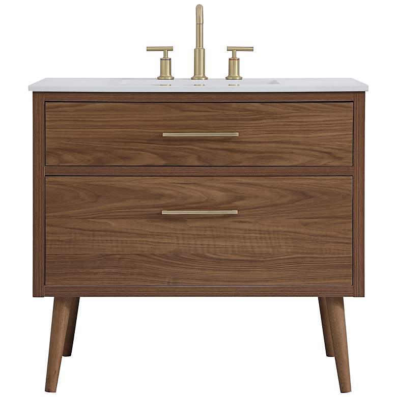 Image 4 Boise 36" Wide Walnut Brown 2-Drawer Single Sink Vanity more views