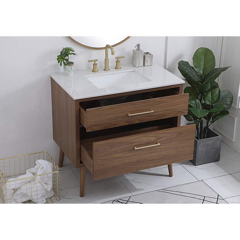 Image 5 Boise 36" Wide Walnut Brown 2-Drawer Single Sink Vanity more views