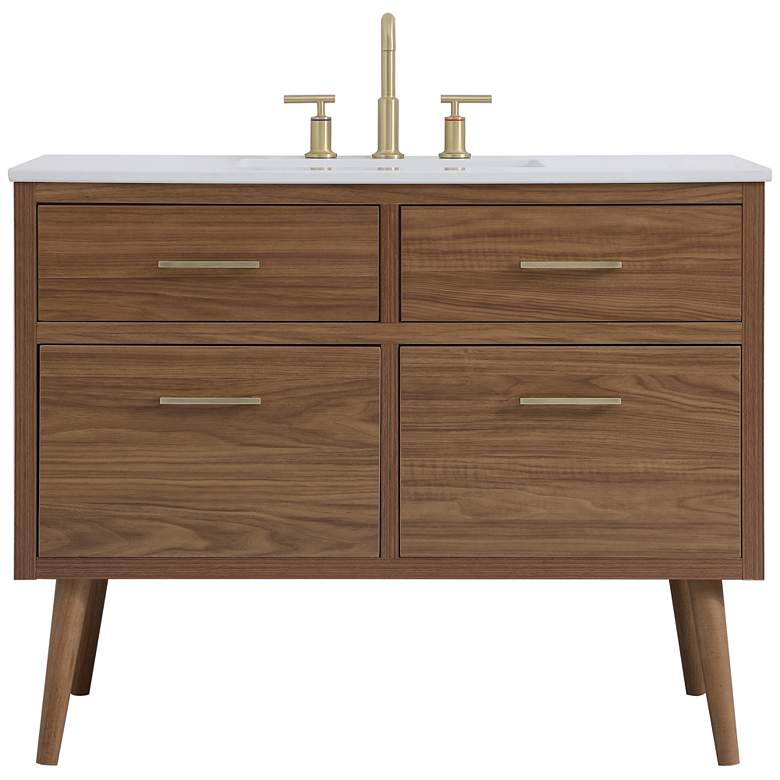Image 1 Boise 42"W Walnut Brown 2-Drawer Single Sink Bathroom Vanity