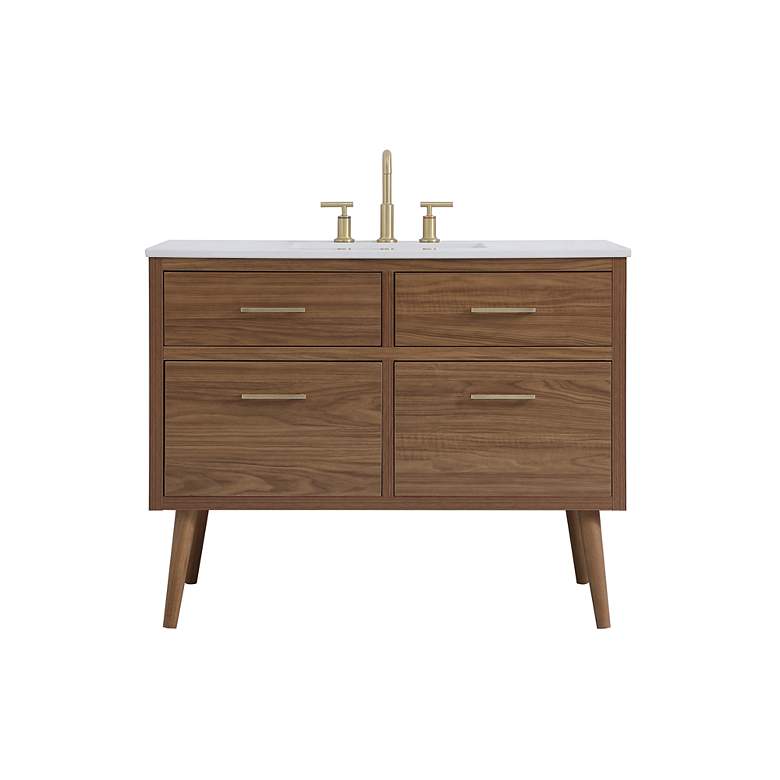 Image 2 Boise 42"W Walnut Brown 2-Drawer Single Sink Bathroom Vanity more views