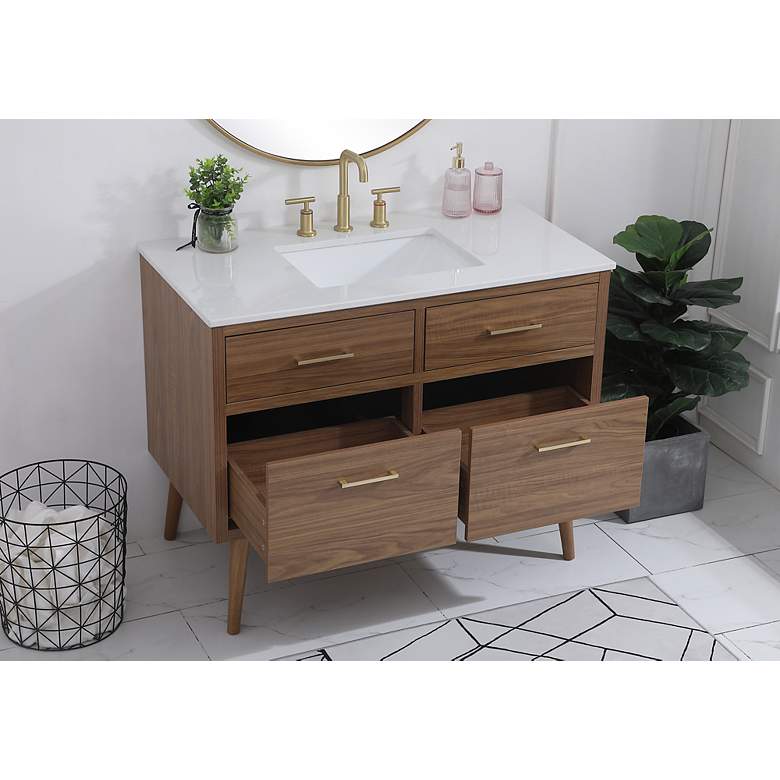 Image 3 Boise 42"W Walnut Brown 2-Drawer Single Sink Bathroom Vanity more views