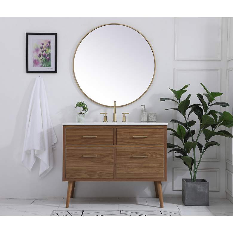 Image 4 Boise 42"W Walnut Brown 2-Drawer Single Sink Bathroom Vanity more views