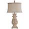 Bokava Distressed Antique White Table Lamp With Beige Softback Shade