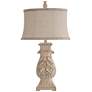 Bokava Distressed Antique White Table Lamp With Beige Softback Shade