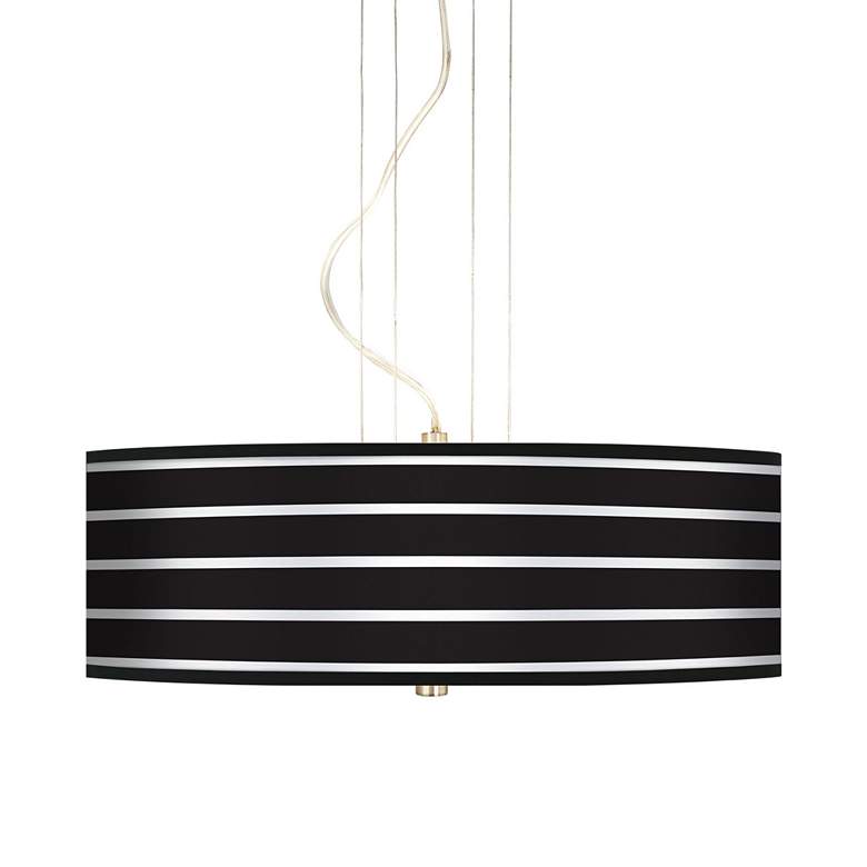 Image 1 Bold Black Stripe 20 inch Wide 3-Light Pendant Chandelier