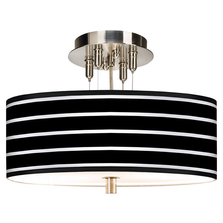 Image 1 Bold Black Stripe Giclee 14 inch Wide Ceiling Light