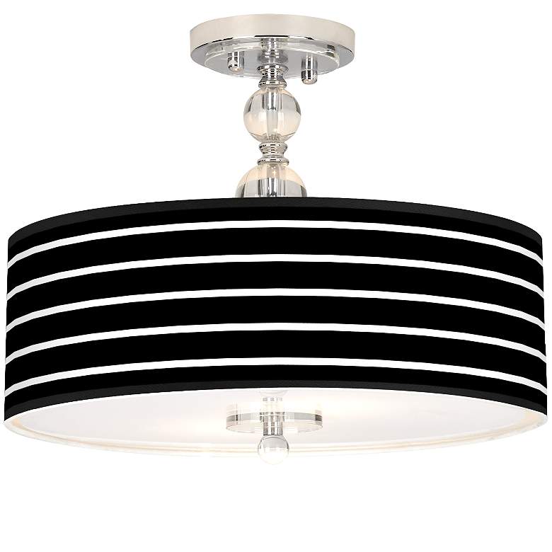 Image 1 Bold Black Stripe Giclee 16" Wide Semi-Flush Ceiling Light