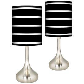 Image1 of Bold Black Stripe Giclee Droplet Modern Table Lamps Set of 2