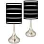 Bold Black Stripe Giclee Droplet Modern Table Lamps Set of 2