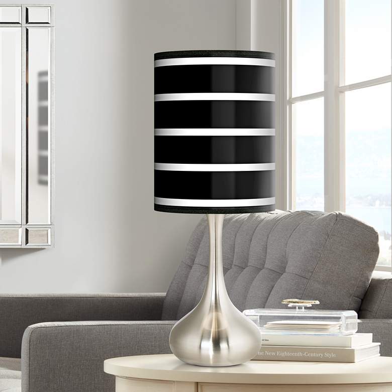 Image 1 Bold Black Stripe Giclee Shade Droplet Modern Table Lamp