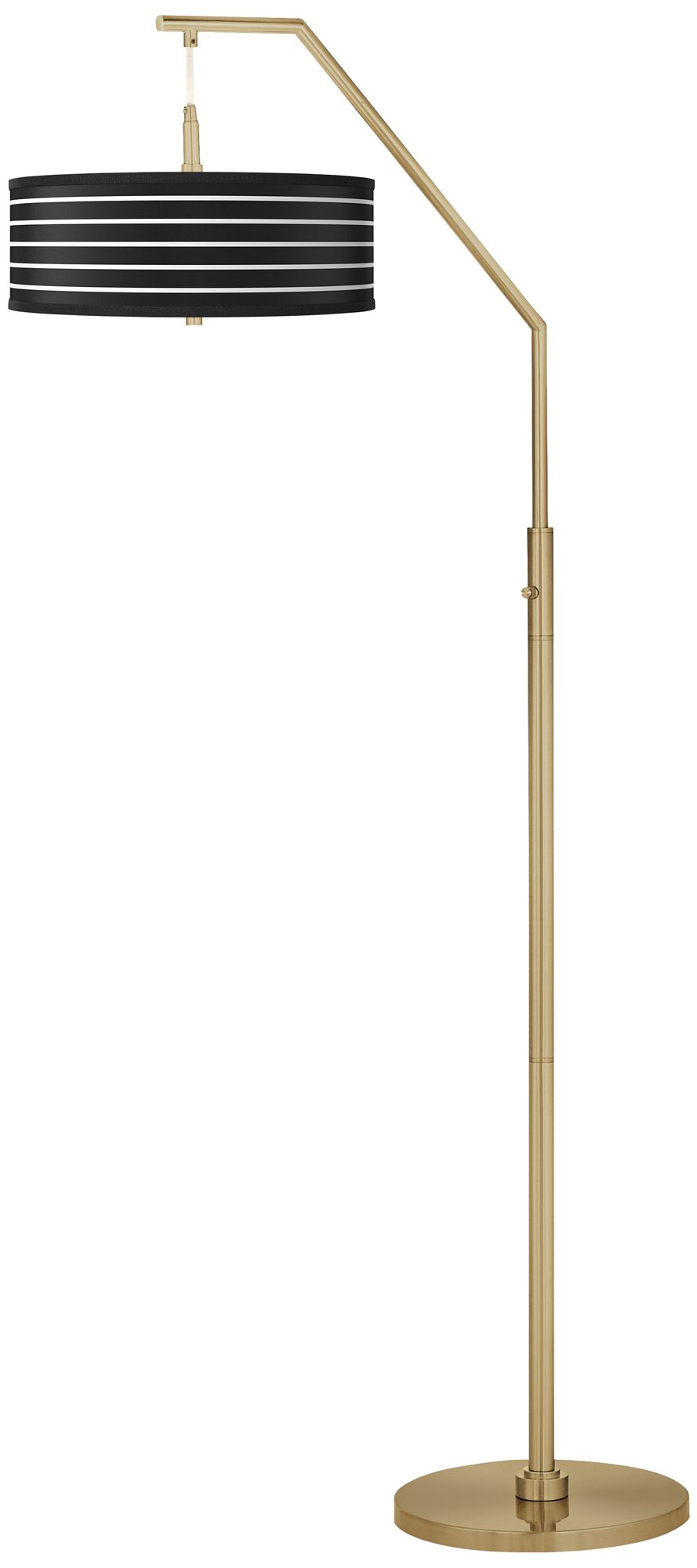 Bold Black Stripe Giclee Warm Gold Arc Floor Lamp